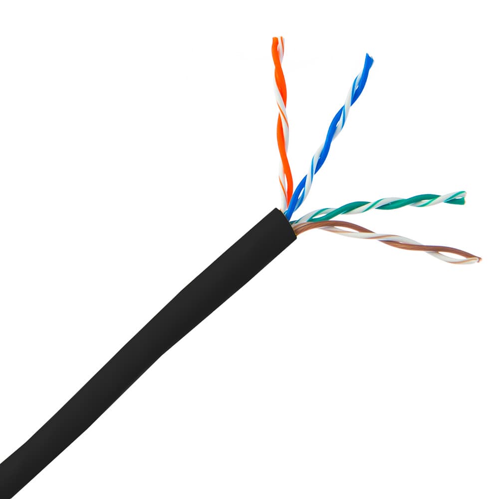 Кабель U/UTP кат. 5E, 24AWG, зовнішній, обол. PE(Fca), 305 м, чорний