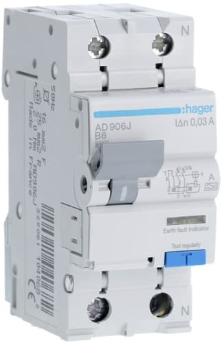 Диференційний автоматичний вимикач 1P+N 6kA B-6A 30mA A