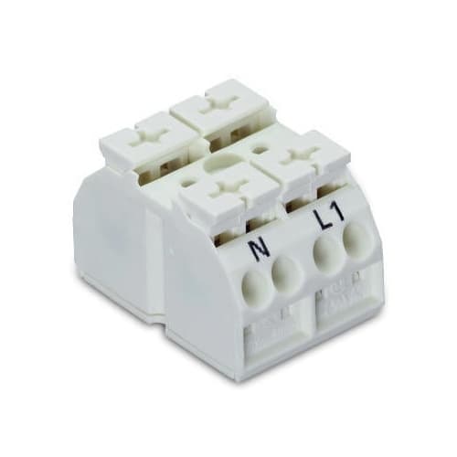 Клемний блок, 2Px4х1.5...4мм2, для мідн. пров.(N-L1), білий., WAGO