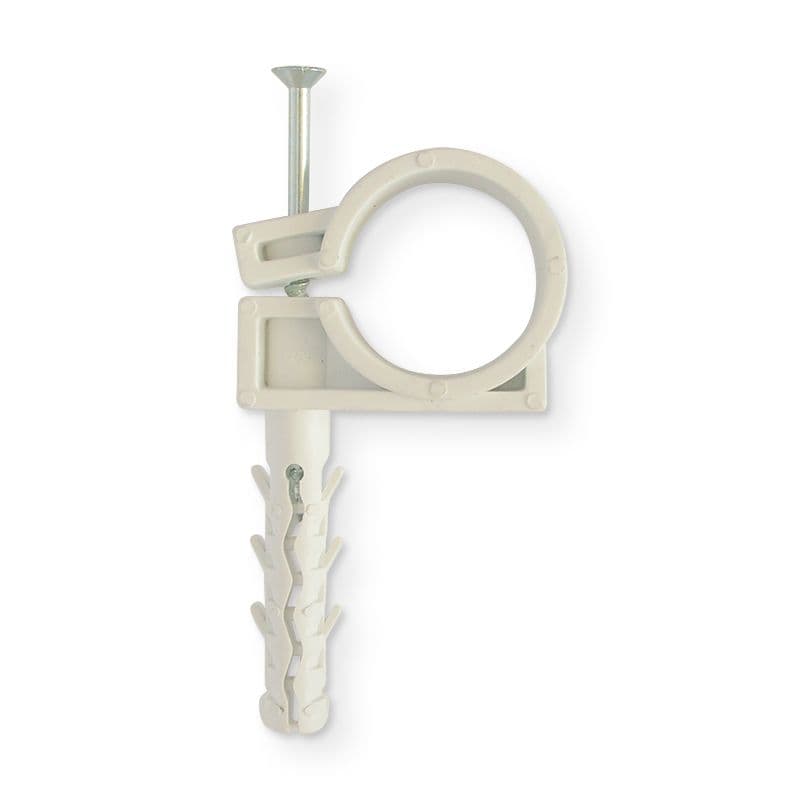 Обойма для кріплення труб D25-27 з дюбелем D10/42 з ударним шурупом, сіра, (пак.25шт)