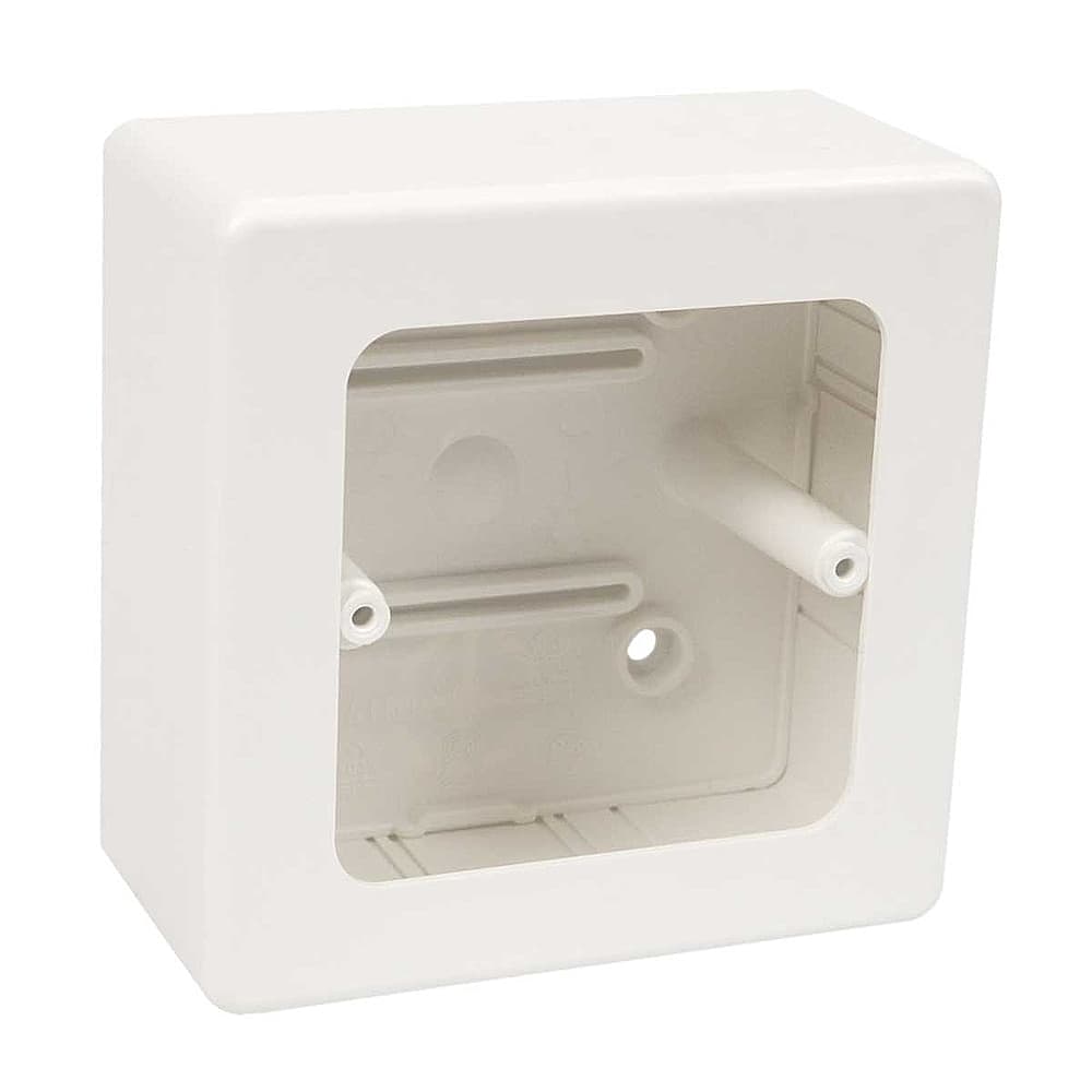 Коробка універсальна ПВХ; розміри 98х98х45мм; бiла