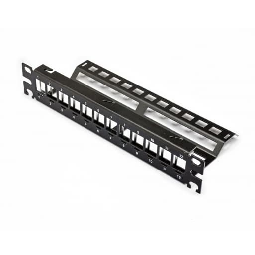 Патч панель 10", 1U, під 12 модулів KeyStone (slim), з заднім організатором