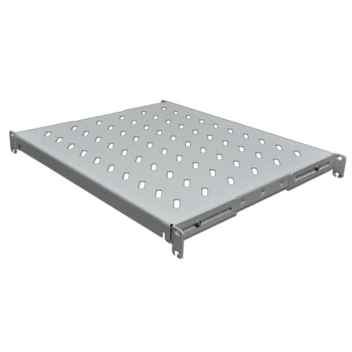Полка 19" 4 точки кріпл., 400мм глиб., перфорована, сталь, 1,5 мм , сіра