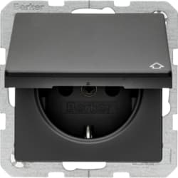 Розетка з з/к з кришкою, 16А/250В, антрацит, Q.х