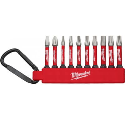 Набір біт Milwaukee SHOCKWAVE carabiner 2 (10 шт) 4xPH2, 4xPZ2, 1xTX20, 1xTX25 (4932492939)