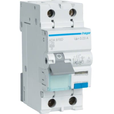 Диференціальний автоматичний вимикач Hager 1-п.+N 20A C 30mA (6kA) A (A) (ADA970D)