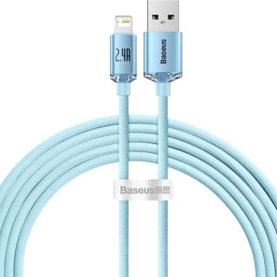 Дата кабель USB 2.0 AM to Lightning 2.0m 2.4A sky blue Baseus (CAJY001203)