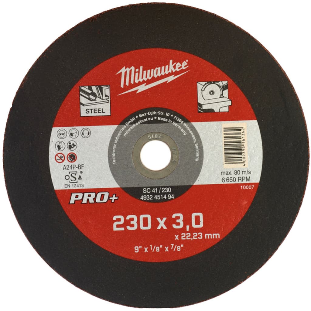 Круг відрізний Milwaukee по металу SC 41/230х3мм PRO+, 230мм (4932451494)