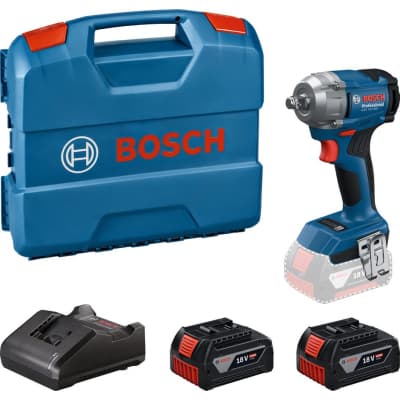Гайковерт Bosch GDS 18V-350 18V, 2x4Ah, до 3400об/хв, 85/200/350Нм, квадрат 1/2", кейс 1.1кг (0.601.9M5.021)