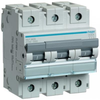 Автоматичний вимикач Hager 3-п. C 100А (10kA) (B) (HLF390S)