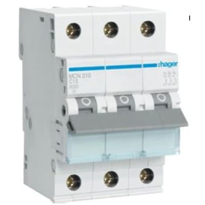 Автоматичний вимикач Hager 3-п. C 10A (6kA) 3M (A) (MCN310)