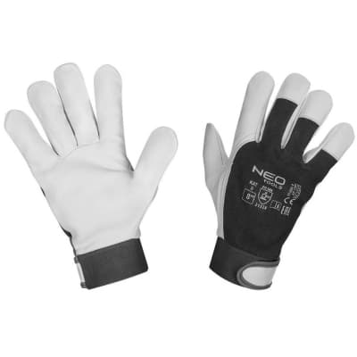 Захисні рукавиці Neo Tools козяча шкіра, фіксація зап’ястя, р.8, чорно-білий (97-655-8)