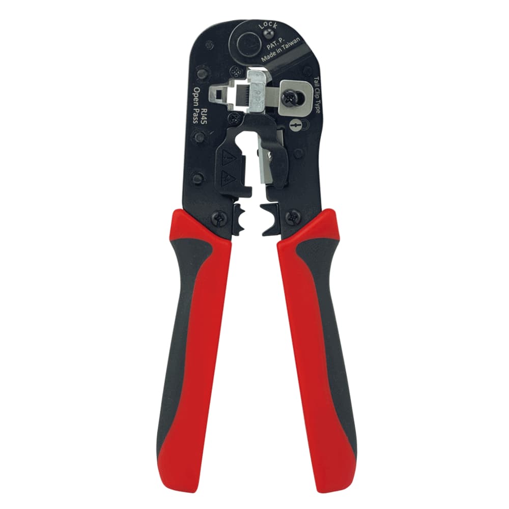 Інструмент для обтискання прохідних 8P8C/RJ45, з кільцевим зажимом та перемикачем фіксуючої планки